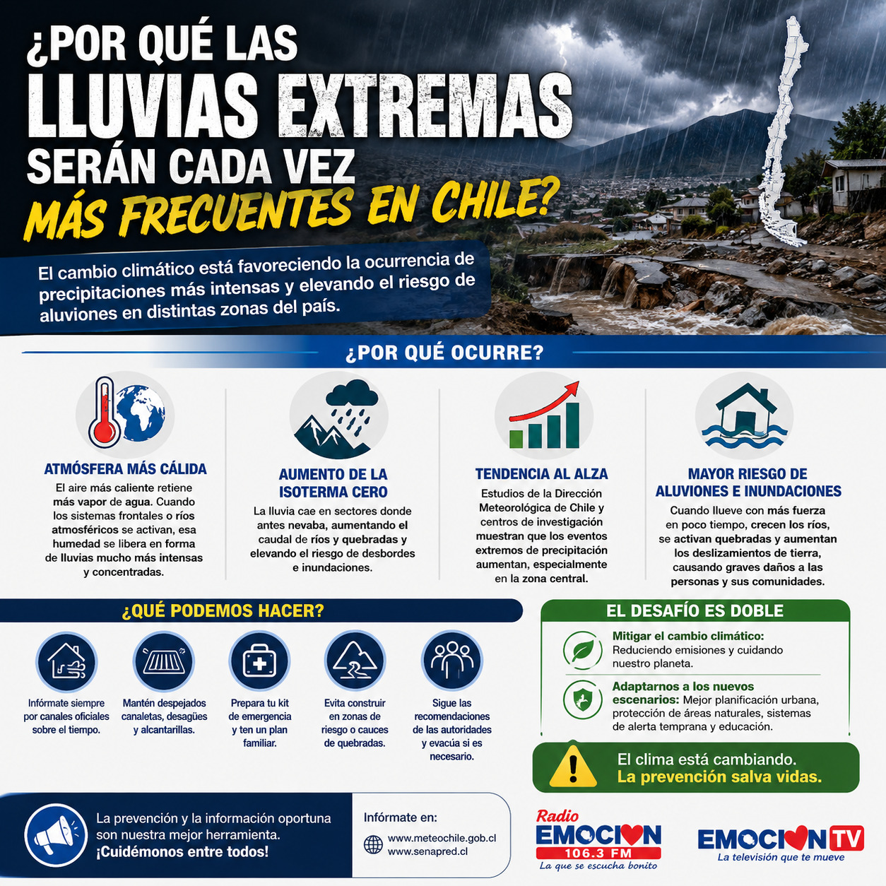 ¿Por qué las lluvias extremas serán cada vez más frecuentes en Chile?